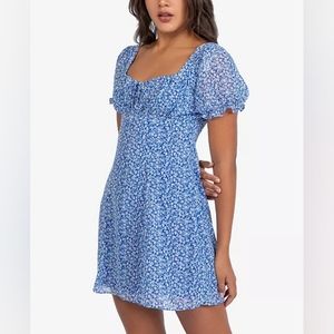Floral Blue Smock Dress